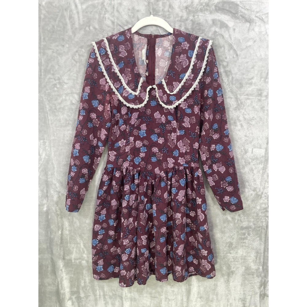 VTG 80s Gunne Sax Jessica McClintock Floral  Prairie Dress Purple Size‎ Small?